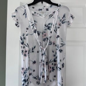 Calvin Klein White Short Sleeve Tie Front Blouse